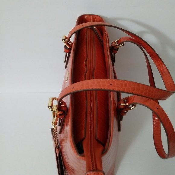 Anne Klein Orange Crocodile Embossed Tote Bag - Picture 15 of 16